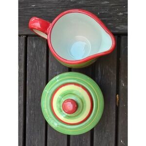 Dansk‎ Handpainted Creamer & Lidded Sugar Bowl Set, Tropical Swirls